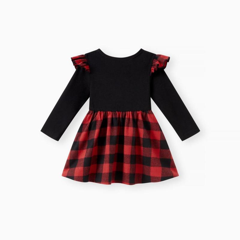 PatPat Matching Family Outfits Black and Red Plaid Co-ord Sets Hi-Low Flowy Hemline