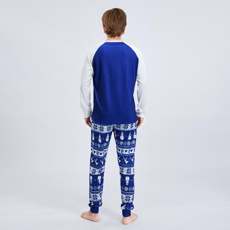 Family Matching Christmas Pajama Set, Snowman Print Raglan Sleeve Tops Elastic Waist Pants for Fall Winter