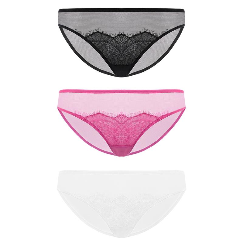 HSIA Mystery Soft Lace Mesh Panties Set (3-Pack)