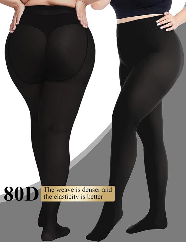 2 Pairs 80D Tights for Women,Women's Sheer Black Tights,Soft Opaque Pantyhose and Stockings for Comfort and Elegance