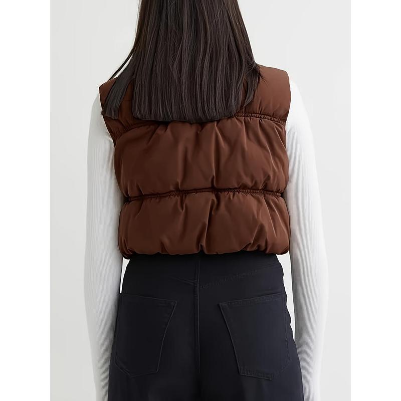 Women's Crop Puffer Vest Winter Zip Up Lightweight Sleeveless Warm Outerwear Padded Coat