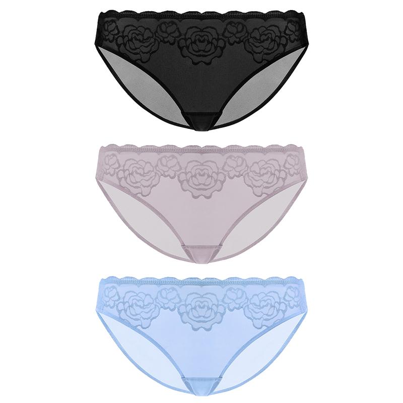 HSIA Mystery Soft Lace Mesh Panties Set (3-Pack)