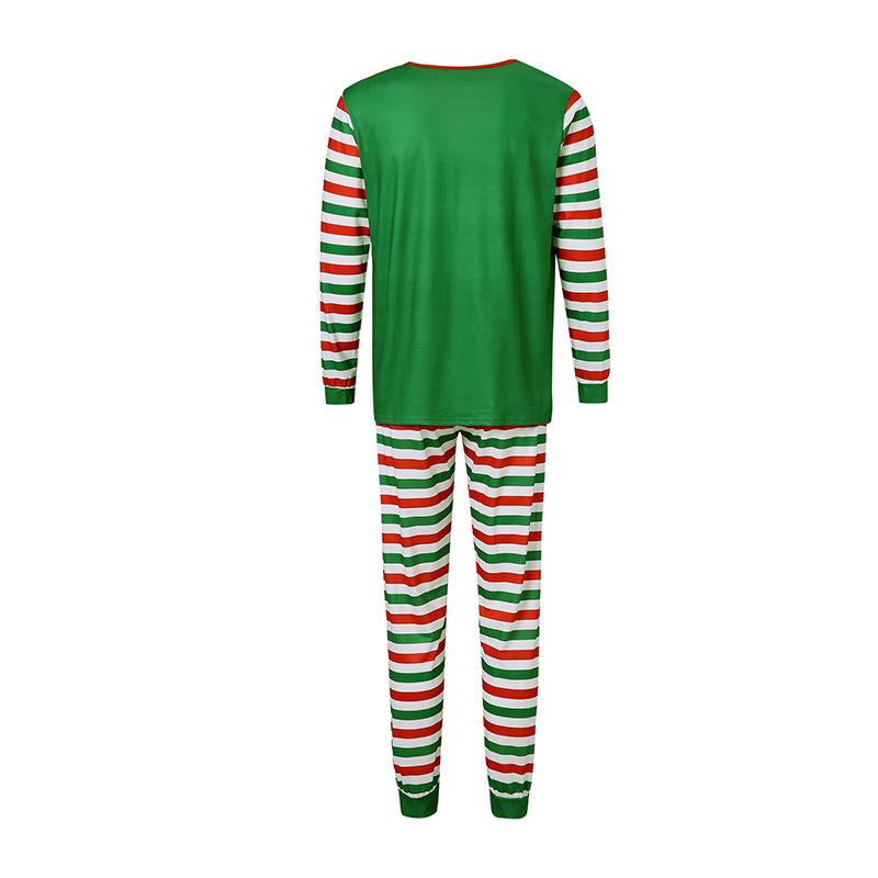 Matching Christmas Pajamas For Family, Long Sleeve Round Neck Tops Striped Print Jogger Trousers