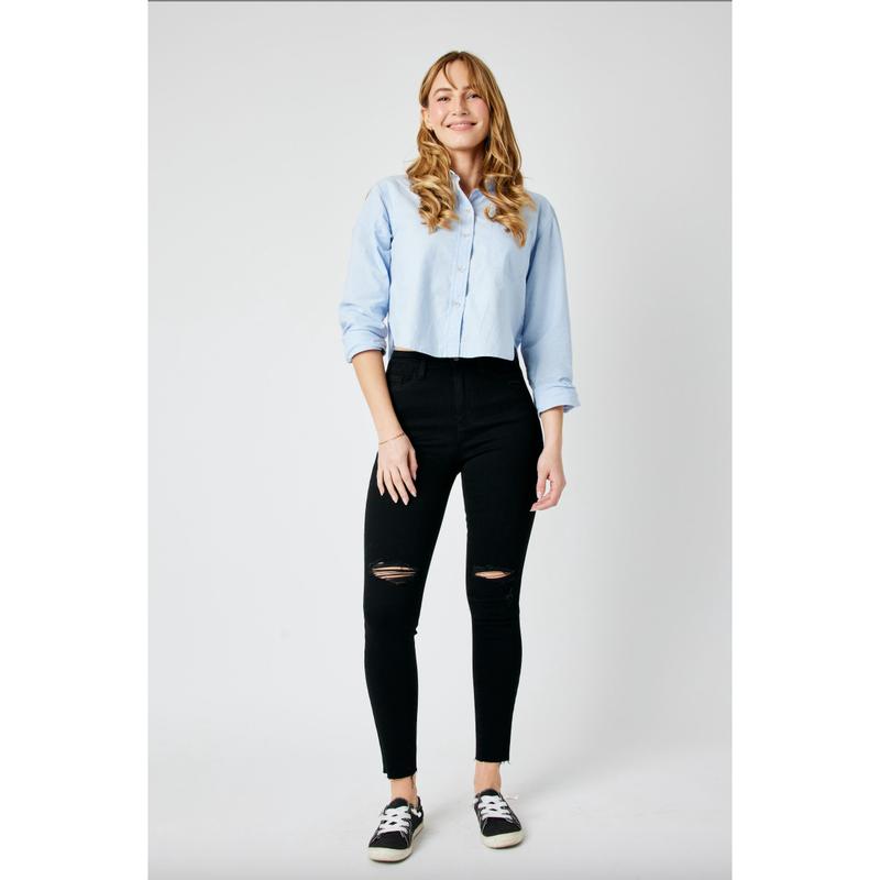 Judy Blue Destroyed Raw Hem Black Jeans