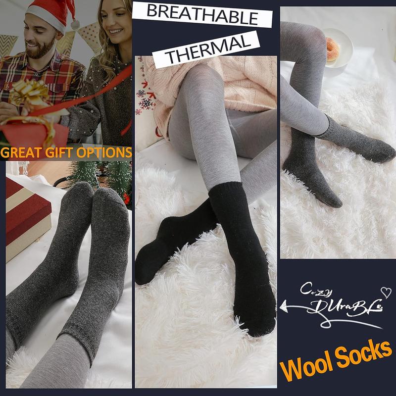 Merino Wool Socks Thermal Warm Winter Thick Hiking Boot Cozy Crew Cabin Comfy for Womens Ladies Work Socks 5 Pack