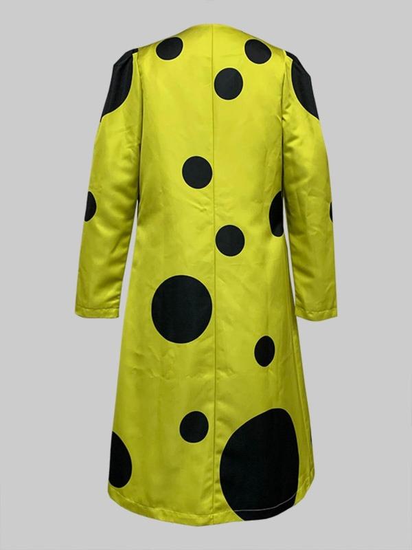 Women's Colorblock Polka Dot Print Button Front Longline Coat, Casual Long Sleeve Outerwear for Spring & Fall, Ladies Clothes for Daily Wear