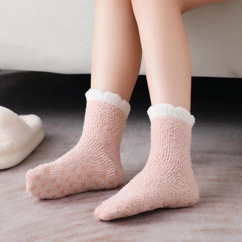 Fuzzy Socks - 5 Pairs Slipper Socks for Women, Cozy Socks, Women's Winter Warm Socks, Non Slip Fuzzy Slipper Socks