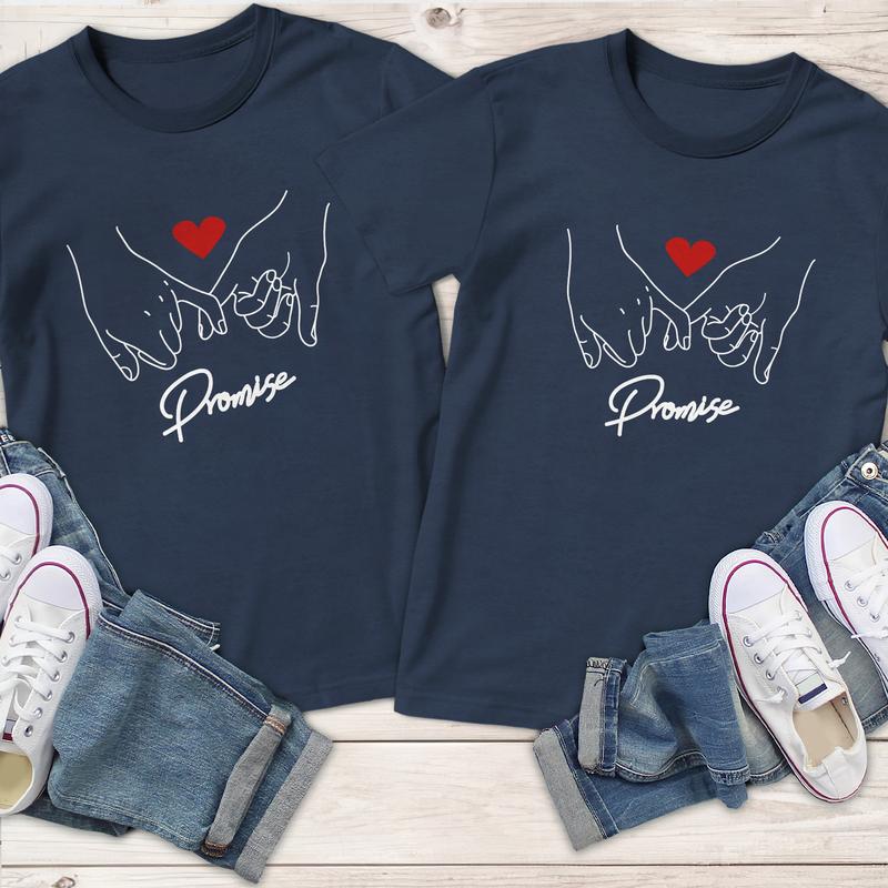 Promise Couple Matching T-Shirt, Comfort Cotton, Size For All Body, Shirts For Couples, Gift For Husband Wife Style Casual Comfortable