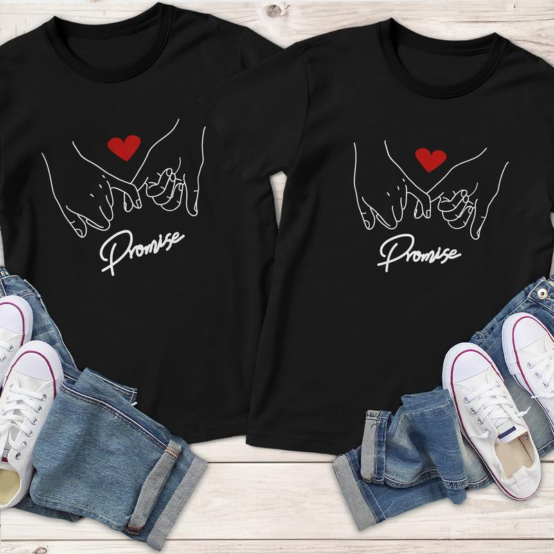 Promise Couple Matching T-Shirt, Comfort Cotton, Size For All Body, Shirts For Couples, Gift For Husband Wife Style Casual Comfortable