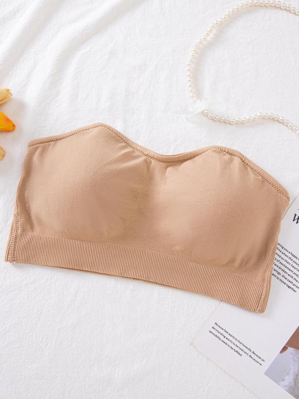 Women's Solid Backless Bra with Transparent Straps, Soft Comfy Breathable Wireless Lingerie Top for Daily Wear, Summer Wear 2024, Lingerie for All Seasons