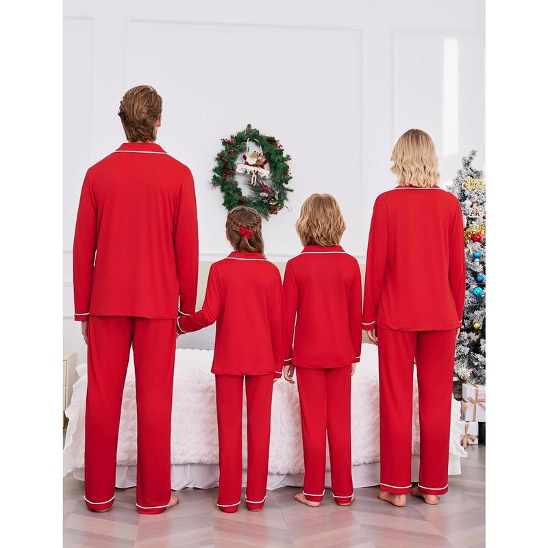 Christmas Family Matching Pajamas Long Sleeve Button Down Pj Set Festival Party Sleepwear