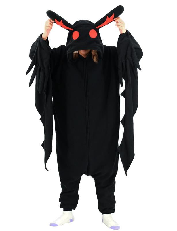 Mothman Onesie Adult Animal Pajamas Halloween Costume Homewear Sleepwear for Women Men Loungewear Soft Womenswear Adult Mothman Onesie Pajamas