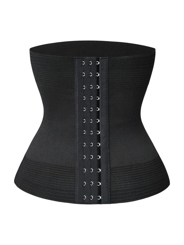 Women's Solid Hook & Eye Waist Trainer, Tummy Control Shaper, Waist Cincher for Postpartum Recovery, Girdle