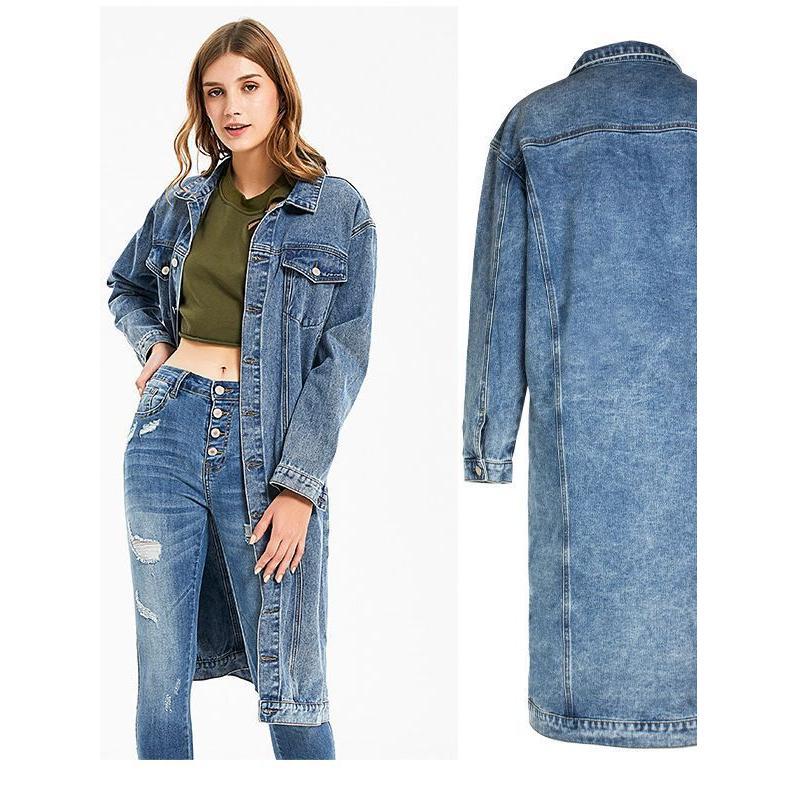 Hot Sale Long Denim Coat Female 2024 New Washed-out Vintage Slim Fashion Denim Top