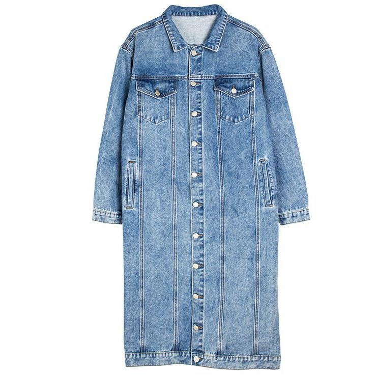 Hot Sale Long Denim Coat Female 2024 New Washed-out Vintage Slim Fashion Denim Top