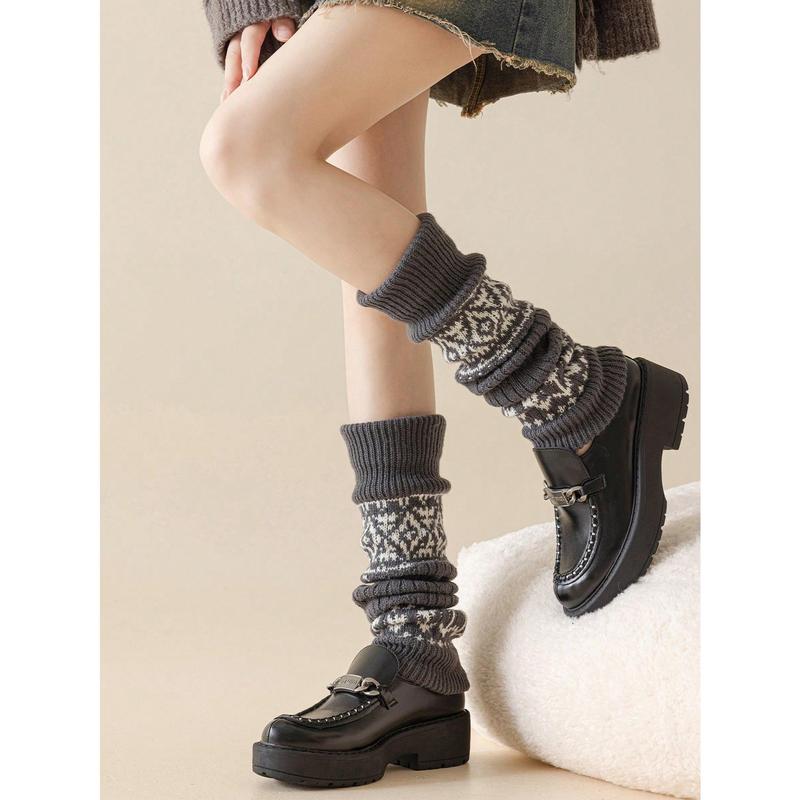 1 Pair Bohemian Style Thickened Warm Wool Leg Warmers For Women, Flattering For JK Skirt Outfits