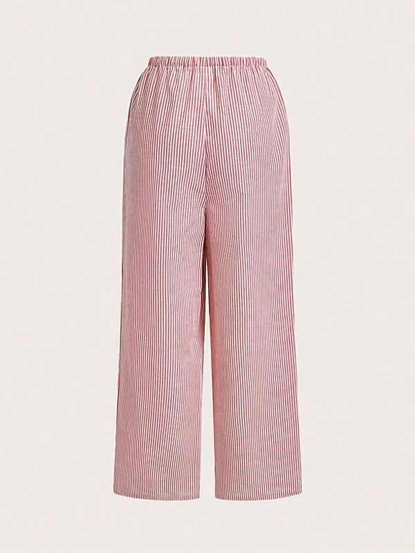 Women's Striped Print Drawstring Waist Wide Leg Pants, Fashion Casual Trousers for Summer, Pants for Women, Fashion Women's Bottoms for Daily Wear, Trousers for Women