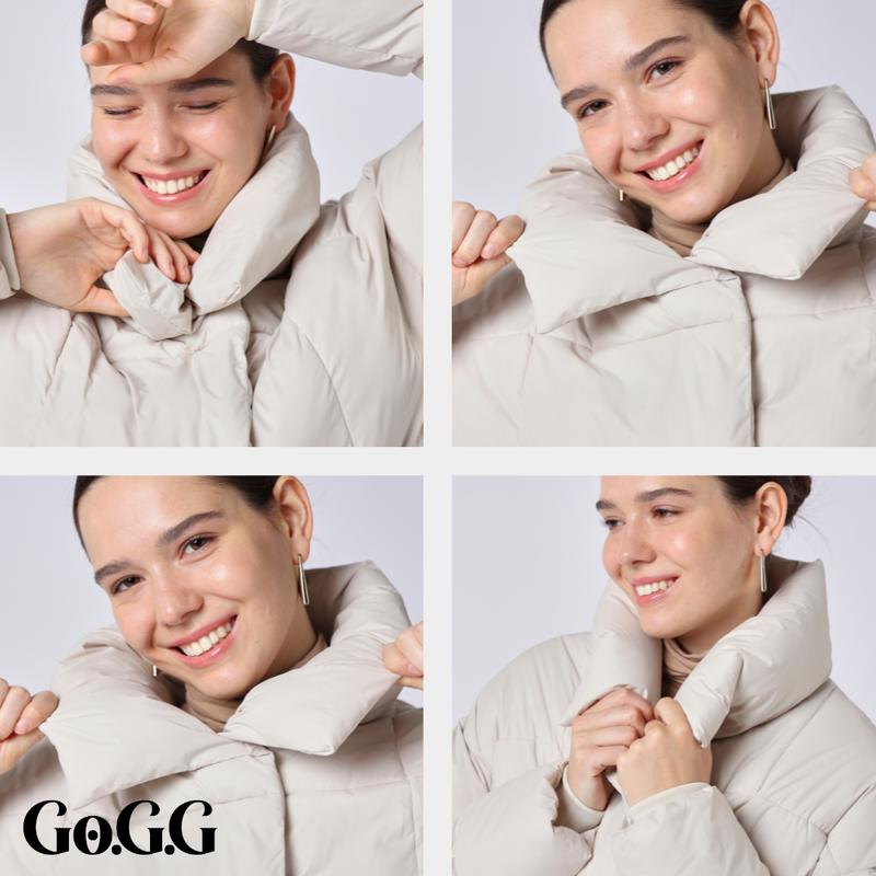 Go.G.G Mid Length Belted Puffer Jacket Womenswear Coats, Winter Warm Classic Solid Color Quilted Outerwear Tops, Button Front Full Zip Long Sleeve Coats for Women with Deep Pockets