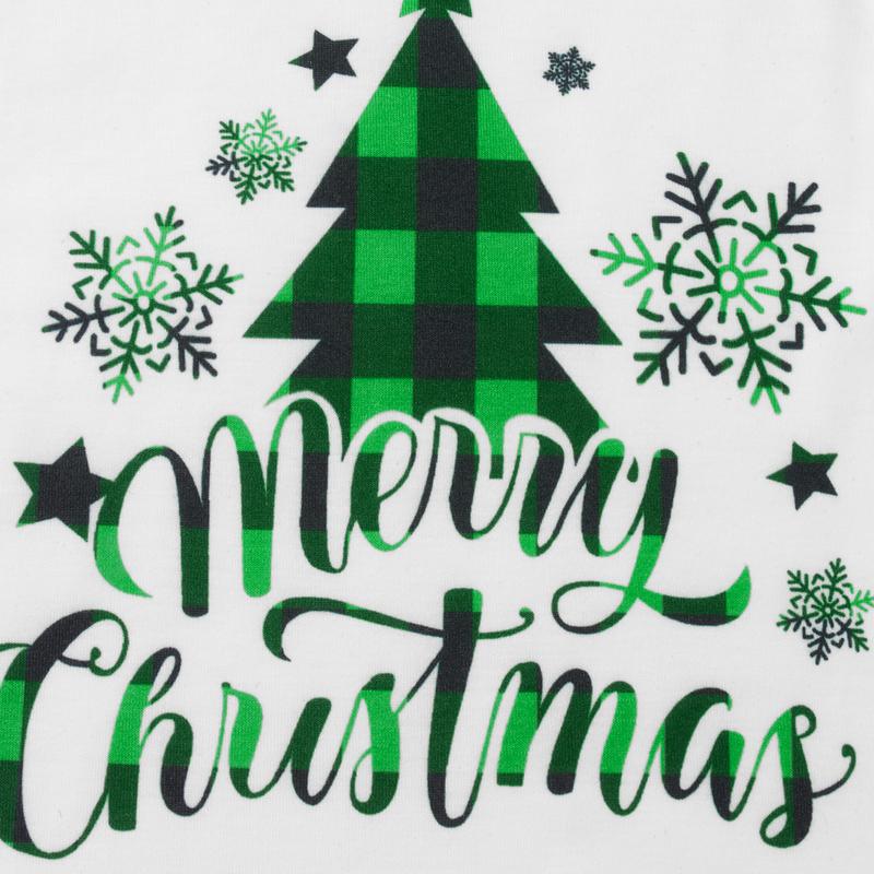 Family Matching Christmas Pajamas, Long Sleeve Xmas Tree Letter Print Tops Green Plaid Pants Sleepwear Outfits