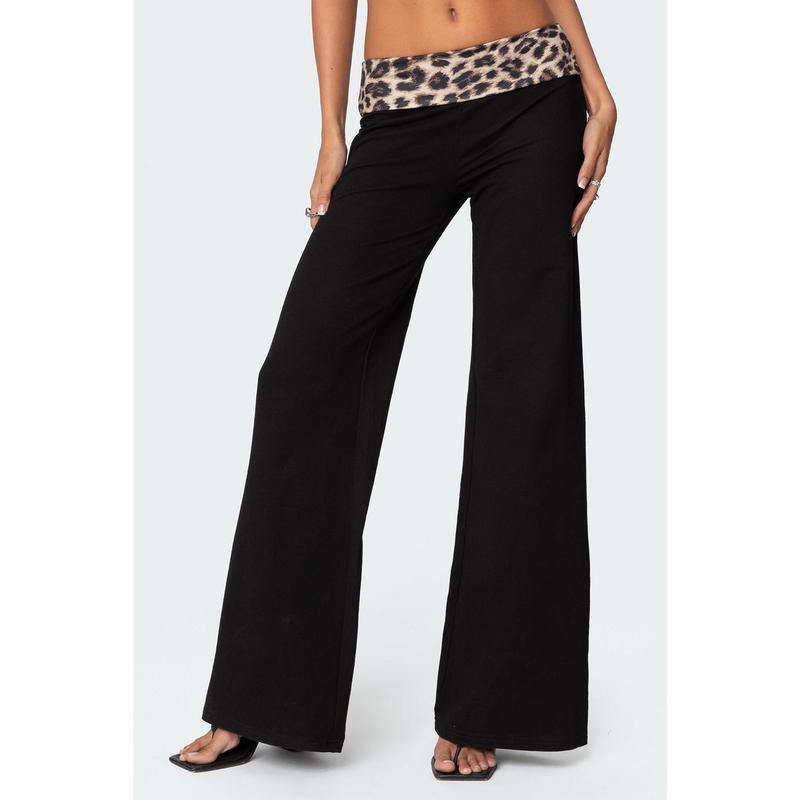 Leopard Fold Over Pants