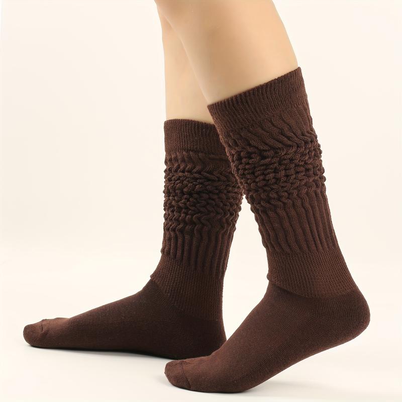 6 Pairs of Cozy Solid Slouch Socks - Soft, Warm, Basic ,and Breathable Calf Socks for Daily Use - Perfect for Women's Stockings and Hosiery Nsoeeds, Simple Yet Stylish Design mixed color Womenswear Underwear Lady Winter sock