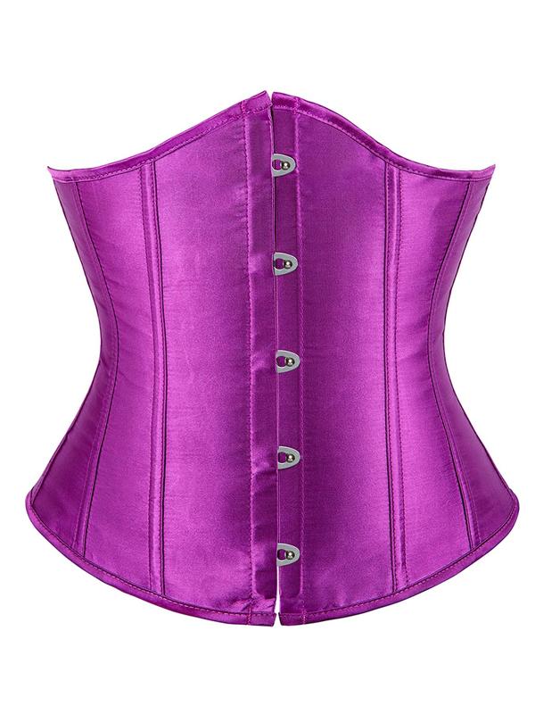 Women's Plain Lace Up Grommet Eyelet Corset Waist Trainer, Retro Solid Color Belly Slimmer Underbust Shaper, Tummy Control Shaper for Women