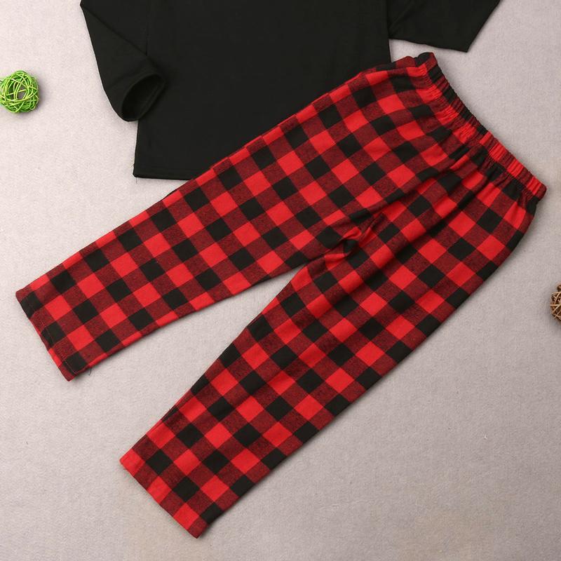 Family Xmas Matching 2 S Pajamas Set, Solid Tops Romper, Plaid Long Pants Family Sleepwear, Christmas Cozy Nightwear Set Womenswear Baby