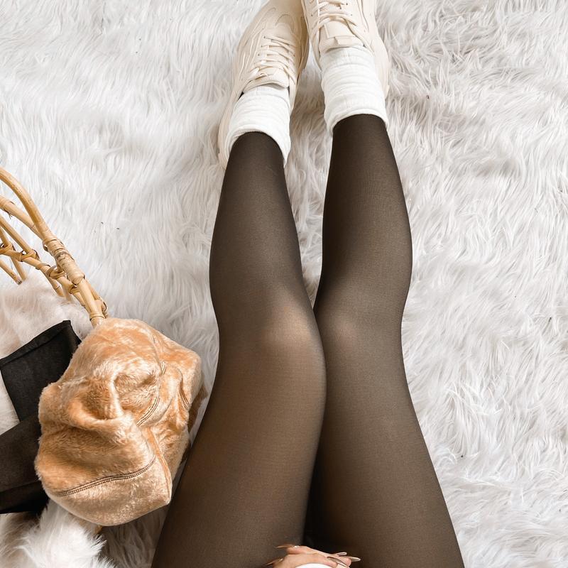 THE ORIGINAL! 4 SHADES ·SIZE XS -3XL。MAGIC FLEECE LINED LEGGINGS .CLOSED FOOT(LOOKS LIKE PANTYHOSE) Winter ComfortFleece Tights Available in Plus Size and Brown Fur