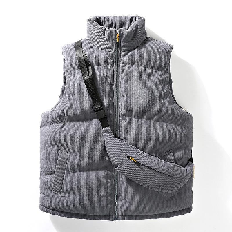 Women's Solid Zip Up Funnel Neck Vest Coat with Free Backpack, Casual Pocket Design Sleeveless Outerwear for Fall & Winter