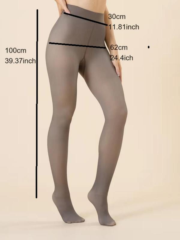 Women's Solid Thermal Lined Tights, Casual Comfy High Stretch Warm Pantyhose for Fall & Winter, Women's Stockings for Daily Wear