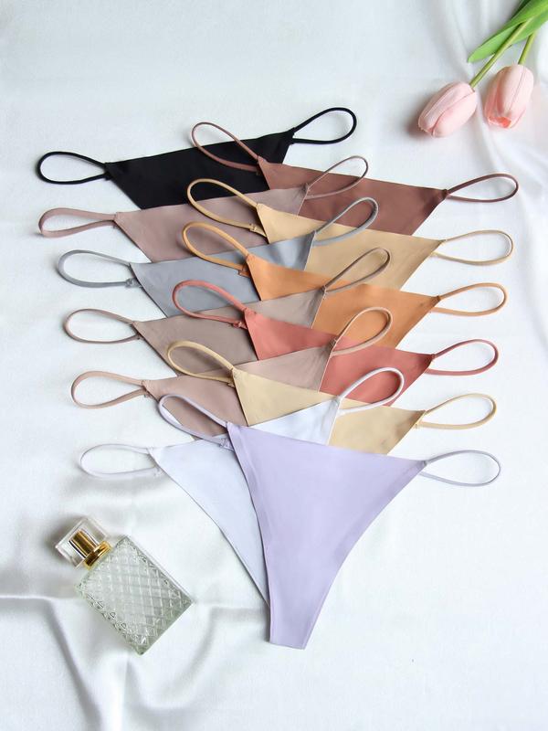 Women's Solid Color Thong, Underwear for Women, Soft Comfortable Breathable Panties for Daily Wear,  Lingerie for Women, Underwear for All Seasons