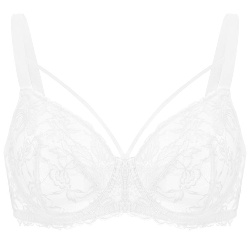 Pretty In Petals Plus Size Minimizer Soft Lace Comfort Unlined Strappy Underwire Women Bra