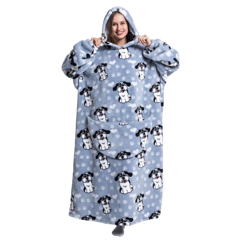 [Free shipping on 2 items] Christmas Day Gift Plus Size Wearable Blanket Hoodie for Women Men, 1Pcs Oversized Nightgown Loungewear Womenswear Wearable Hoodie Sherpa Fleece Sweatshirt Blanket Warm Hoodie with Pocket