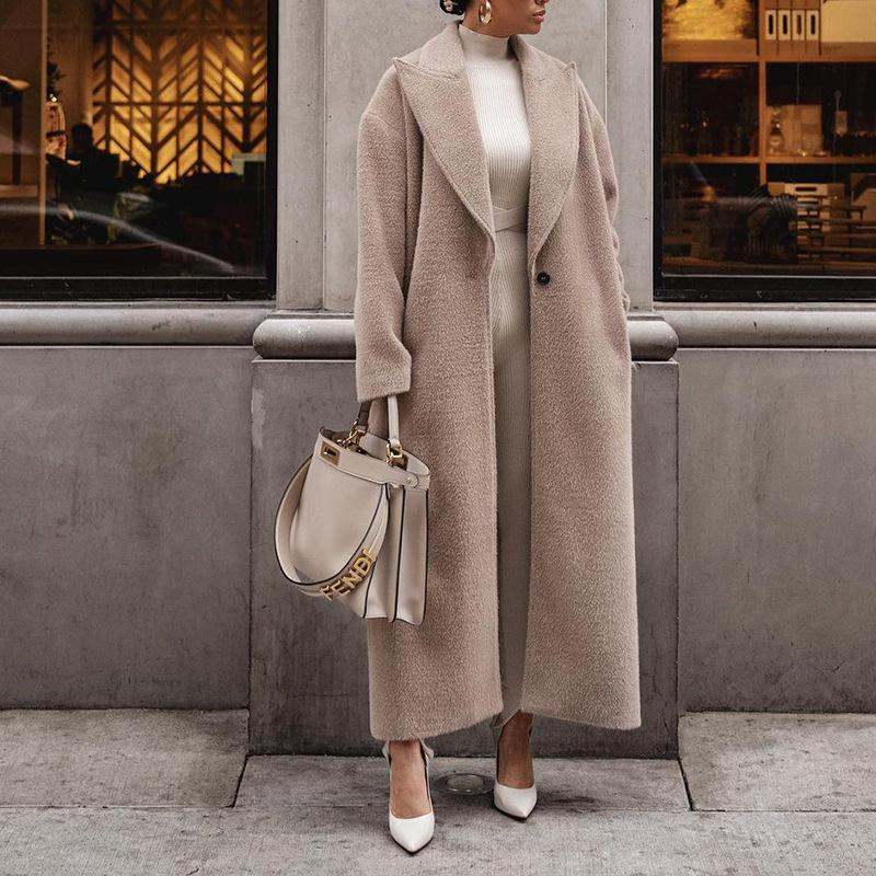 2024 Autumn and Winter Hot Selling Warm Jacket Long-Sleeved Lapel Women's Plush Top Women's Overcoat