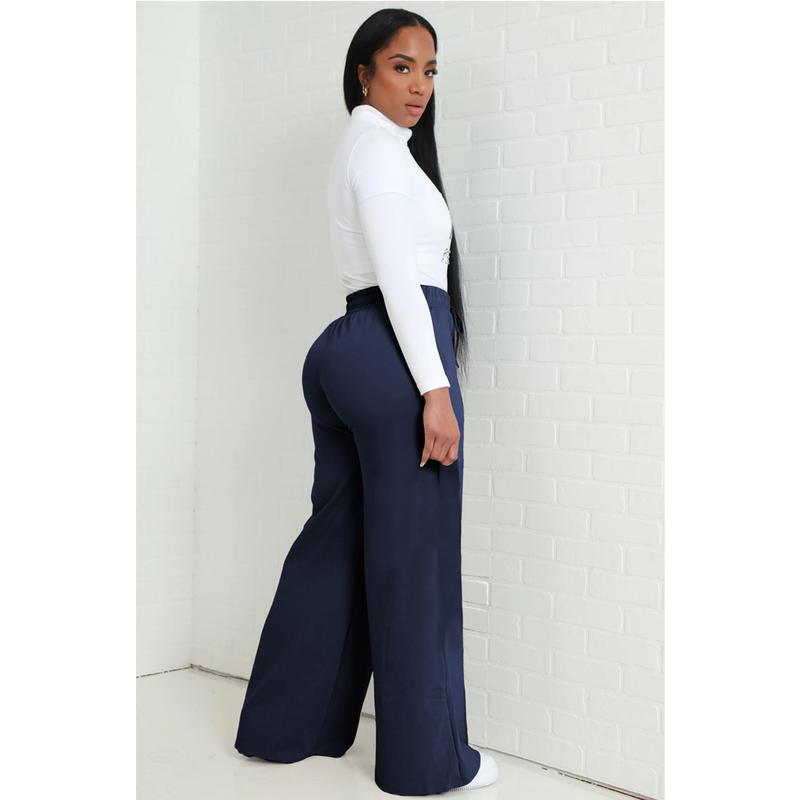 Women Casual Wide Leg Pants Drawstring Flowy Joggers Baggy Lounge Sweatpants with Pockets