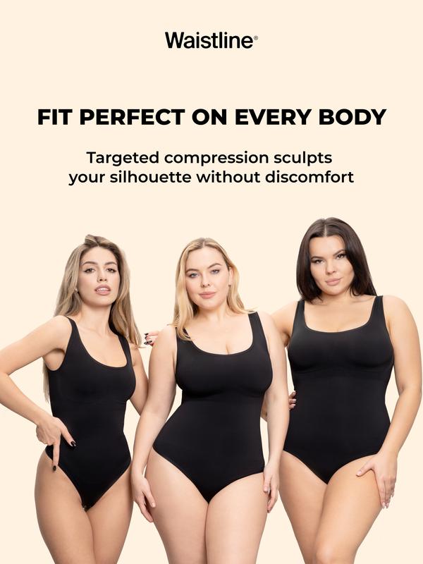 WAISTLINE Sleeveless Bodysuit, Comfort Seamless Tummy Control Shapewear Tank Top Body Suit, Sculpting Snatched Waist Compression Shaper Womenswear