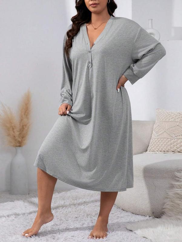 Plus Size Casual Sleep Dress Pajama Dress, Long Dress pajama  pants wrap lounge women s