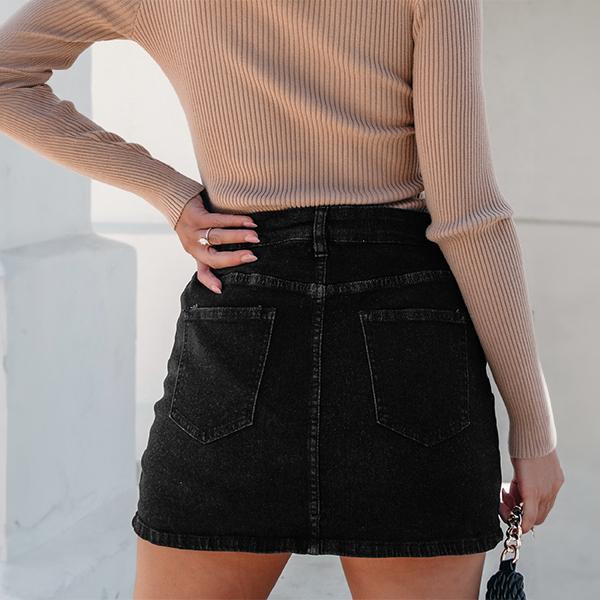 luvamia Skorts Skirts for Women Denim Mini Skirt Side Slit with High Waisted Jean Shorts Stretchy womens  shorts Womenswear Bottom