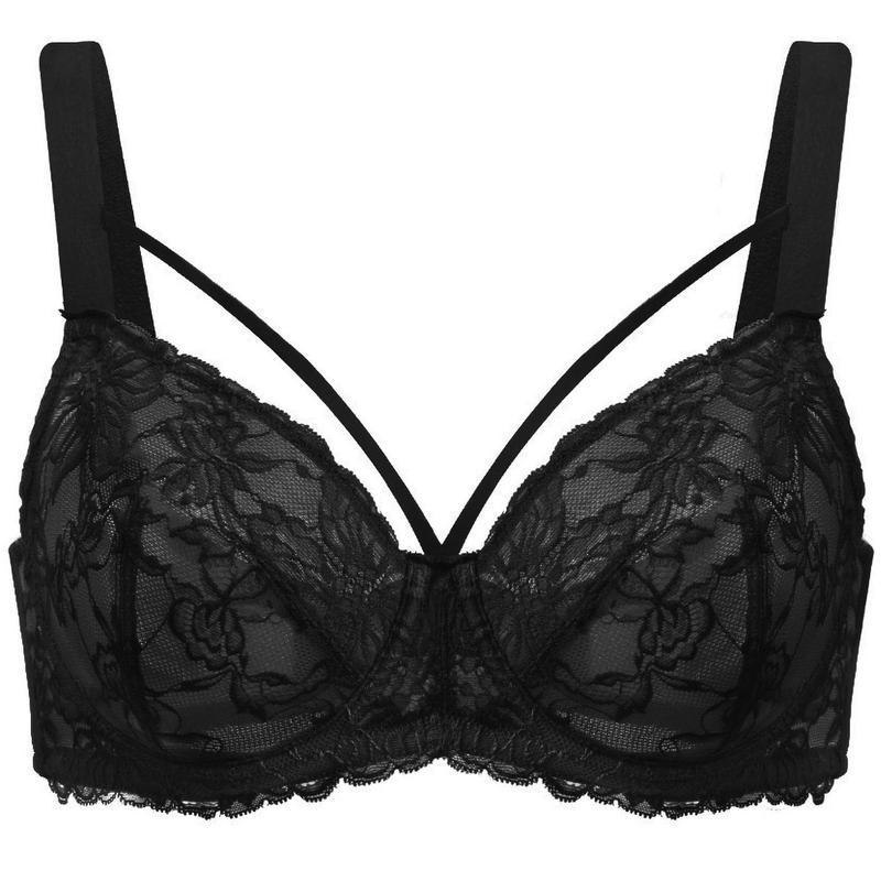 Pretty In Petals Plus Size Minimizer Soft Lace Comfort Unlined Strappy Underwire Women Bra