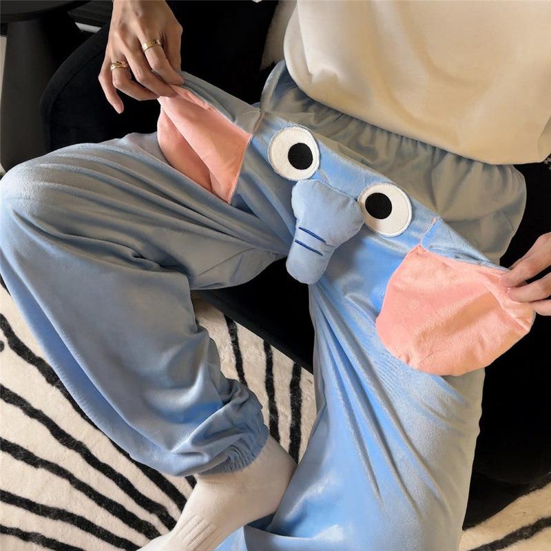 Spot Elephant Couple Pants Dumbo Elephant’s Trunk Noise Pants Funny Pajama Pants Internet Celebrity Flying Elephant Pants