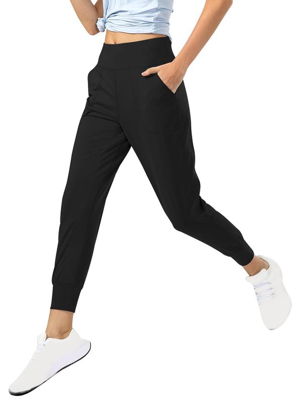 Women's Plain Pocket High Waist Jogger Pants, Casual Comfortable Trousers for Daily Wear, Ladies Bottoms for All Seasons