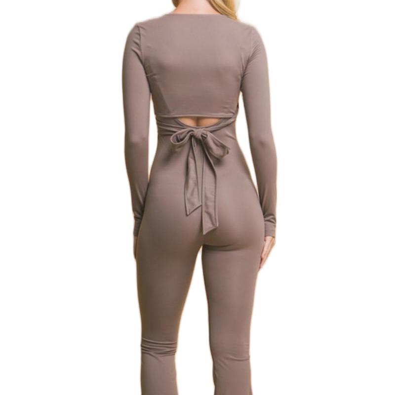 Women's Long Sleeve Wrap Jumpsuit - Overalls & Leggings - Womenswear