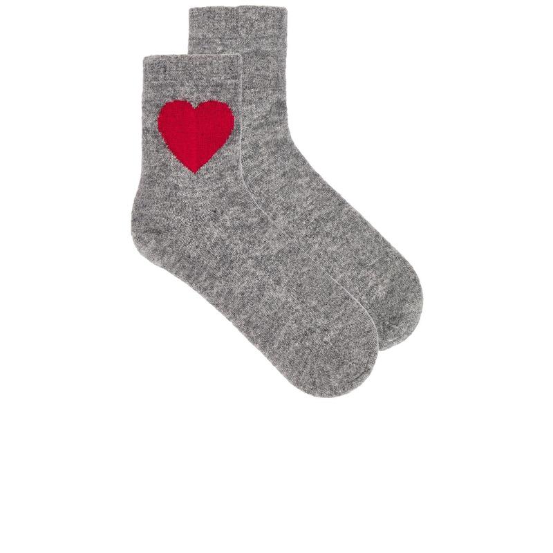 JUMPER 1234 Heart Socks in Light Brown & Red