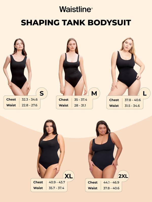 WAISTLINE Sleeveless Bodysuit, Comfort Seamless Tummy Control Shapewear Tank Top Body Suit, Sculpting Snatched Waist Compression Shaper Womenswear