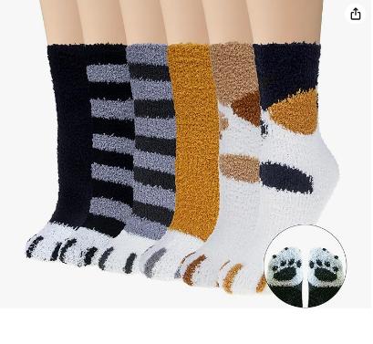 6 Pairs Women's Fuzzy Socks - Soft and Cozy Microfiber House Sleeping Slipper Socks for Winter - Christmas Gifts - Womenswear, Underwear Lady Comfort