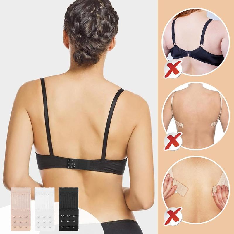 6 count Bra Extender, Bra Hooks Replacement 3 Hooks   4 Hook Plus size 3 Rows Soft Comfortable Stretchy  Bra Extension Strap for Women   or Bra Shrinkage