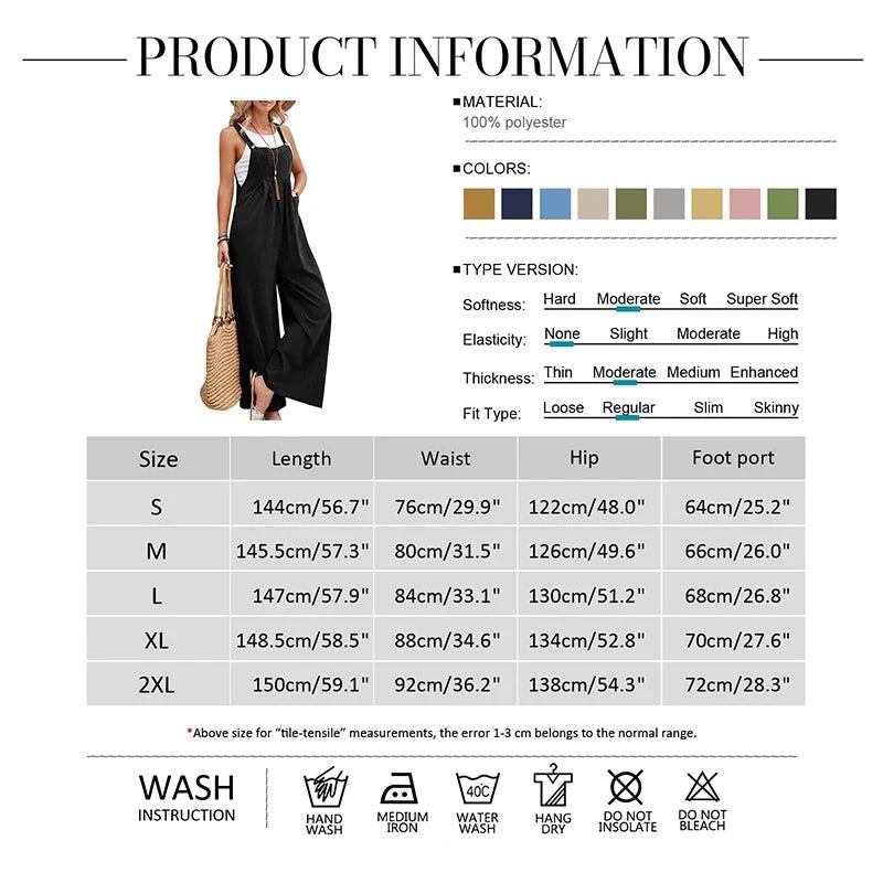 Casual Loose Jumpsuit Women Summer Solid Cotton Linen Straps Wide Leg Pants Dungaree Bib Overalls Sleeveless Oversized Jumpsuits Womenswear