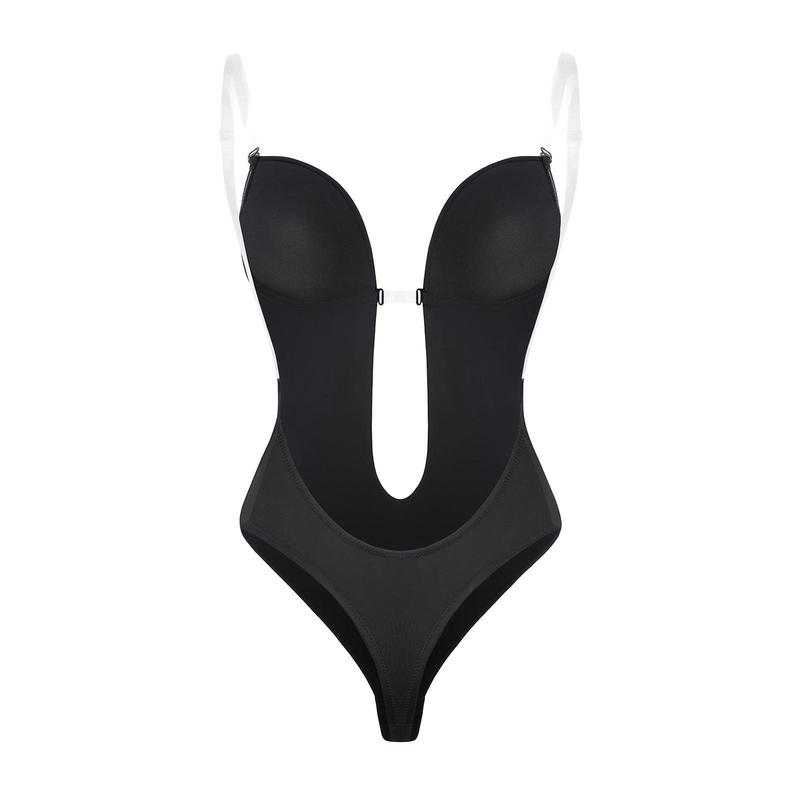 FeelinGirl Seamless Backless Built-in Bra Bodysuit with Open Crotch Comfortable Fabrics Lady Womenswear Nylon