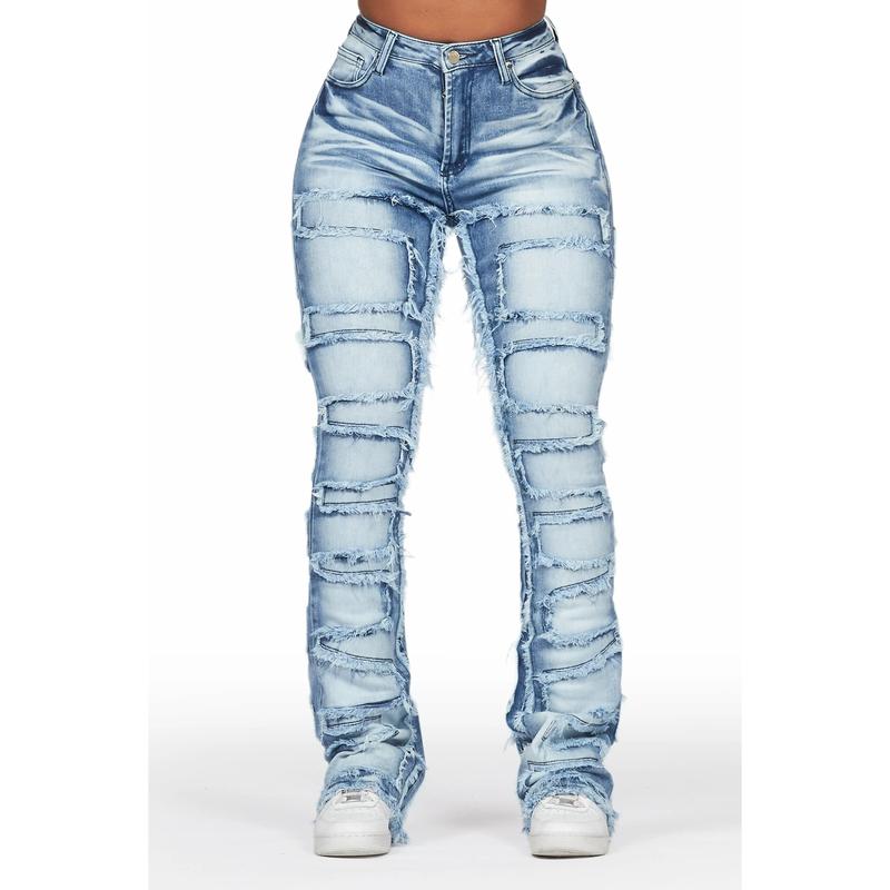 Zariyah Med. Wash Stacked Flare Jean