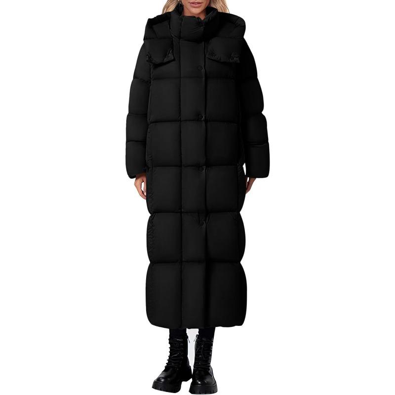 Women's Winter Long Puffer Coats Hooded Zip Up Casual Thickened Down Jackets Trendy Warm Clothes Outerwear